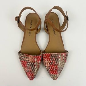 Lucky Brand Makaby Woven Pointed Toe Slingback Ankle Buckle Women’s Size 8